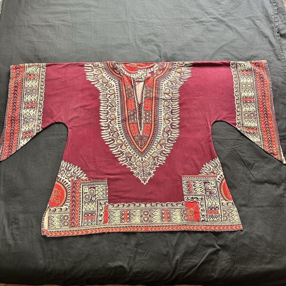 Vintage 70’s Dashiki Blouse. Kimono Sleeves. Traditional Tribal. Size M. Unisex.